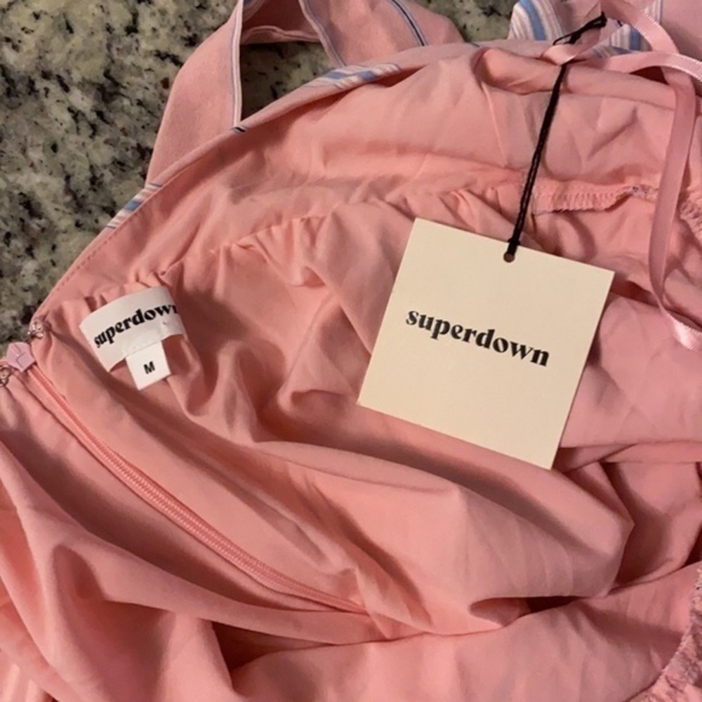 NWT Superdown Lillian Pink Striped Halter dress M - Picture 9 of 9